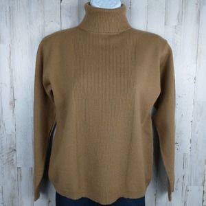 Vintage Pendleton 100% wool ribbed turtleneck sweater dark tan sz medium